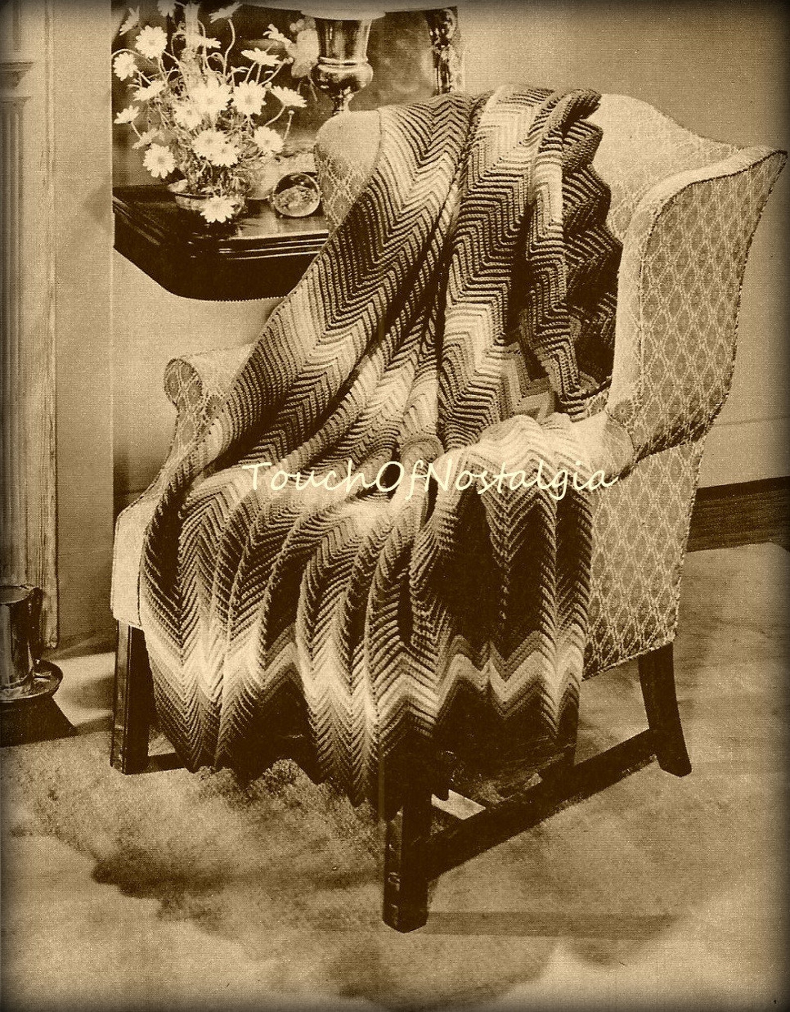 HERRINGBONE AFGHAN Crochet Pattern SHADED Herringbone Afghan