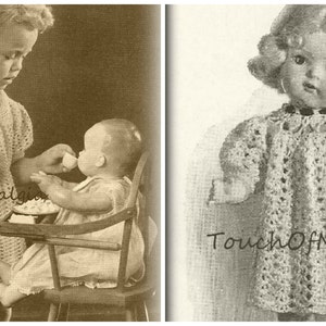 DOLL & Toddler DRESS Crochet Pattern - Lacy Pineapple Yoke Design  Matching TODDLERS Dress Included / Fits 16-18-20&quot; Dolls