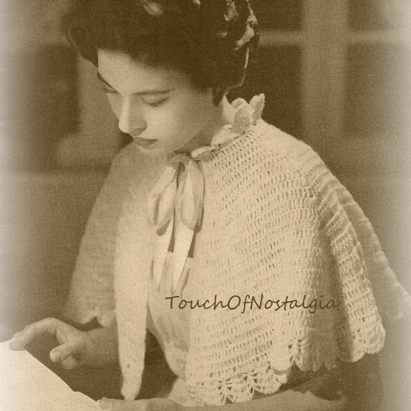 Crochet SHOULDER CAPELET Crochet Pattern  - Lovely Feminine LACE Shoulder Capelet  / Wrap Shawl BedJacket - Boudoir