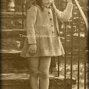 Girls COAT Angora Trim Bonnet Vintage Knitting Pattern  - Matching ANGORA Trimmed Tam Hat - Size 3-4 yrs / So Adorable