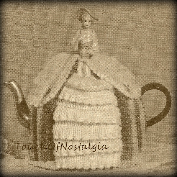 TEACOZY or PINCUSHION DOLL Knitting Pattern Vintage - Charming Crinoline  Lady Teacozy or Pincushon Doll  / Use with Porcelain Half-Dolls