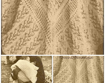 2 LACY Baby-SCHAL Decke Strickmuster Muster Heirloom FAIRY Lace Baby Schal Beide Arten Incl Heirloom Taufe Besonderer Anlass