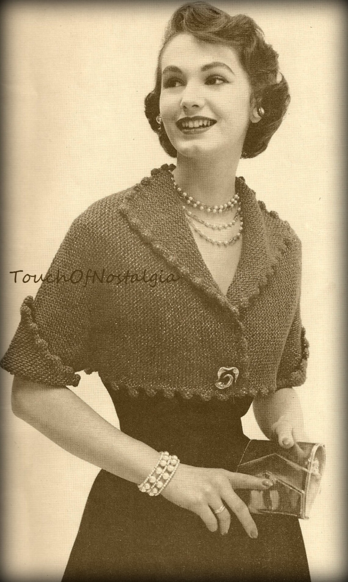 EVENING JACKET Vintage Knitting Pattern ELEGANT Cropped Jacket