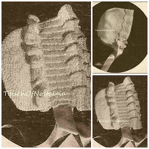 2 FRILLY Baby Bonnets Knitting Patterns - 2 Styles Included - Frilly RUFFLED Bonnet and Lace-Brimmed Bonnet / Easter Bonnet - Christening
