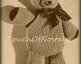 Crochet TEDDY BEAR Vintage Crochet Pattern -  CUTE Little Teddy Bear - Contrasting Colors / Great Gift Idea