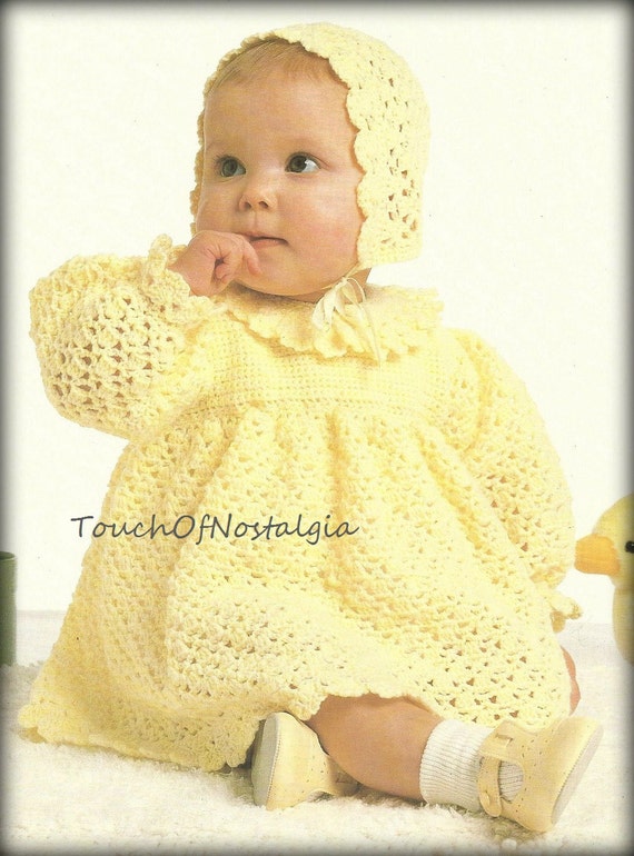 LACY Baby CARRYING Coat Bonnet Antique Knitting Pattern Long Lacy Baby Carrying Coat Matching BONNET Baby ShawlBlanketHeirloomChristening