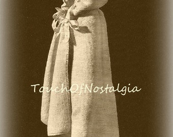 HOODED CARRYING CAPE Antique Knitting Pattern - Edwardian Hooded Carrying Cape -  Heirloom / Special Occasion / Christening