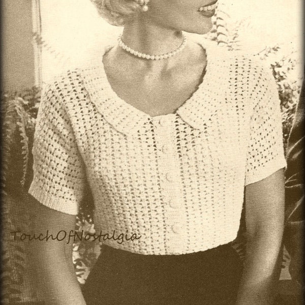 Crochet LACY BLOUSE Crochet Pattern - LACY Day Blouse Sweater Top /  Lovely - Perfect for Afternoon Luncheon / Tea