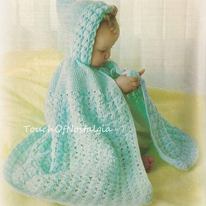 Crochet HOODED Cape  PIXIE  Vintage Crochet Pattern -  Lacy Hooded Carrying Cape With PIXIE Hood / Unusual Cross-Stitch Pattern - Adorable