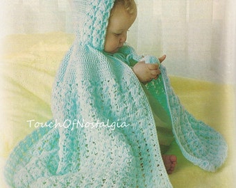 Crochet HOODED Cape  PIXIE  Vintage Crochet Pattern -  Lacy Hooded Carrying Cape With PIXIE Hood / Unusual Cross-Stitch Pattern - Adorable