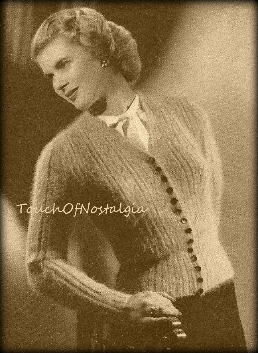 2 ANGORA Cardigan Sweater Knitting Patterns - Timeless ANGORA Sweaters ...