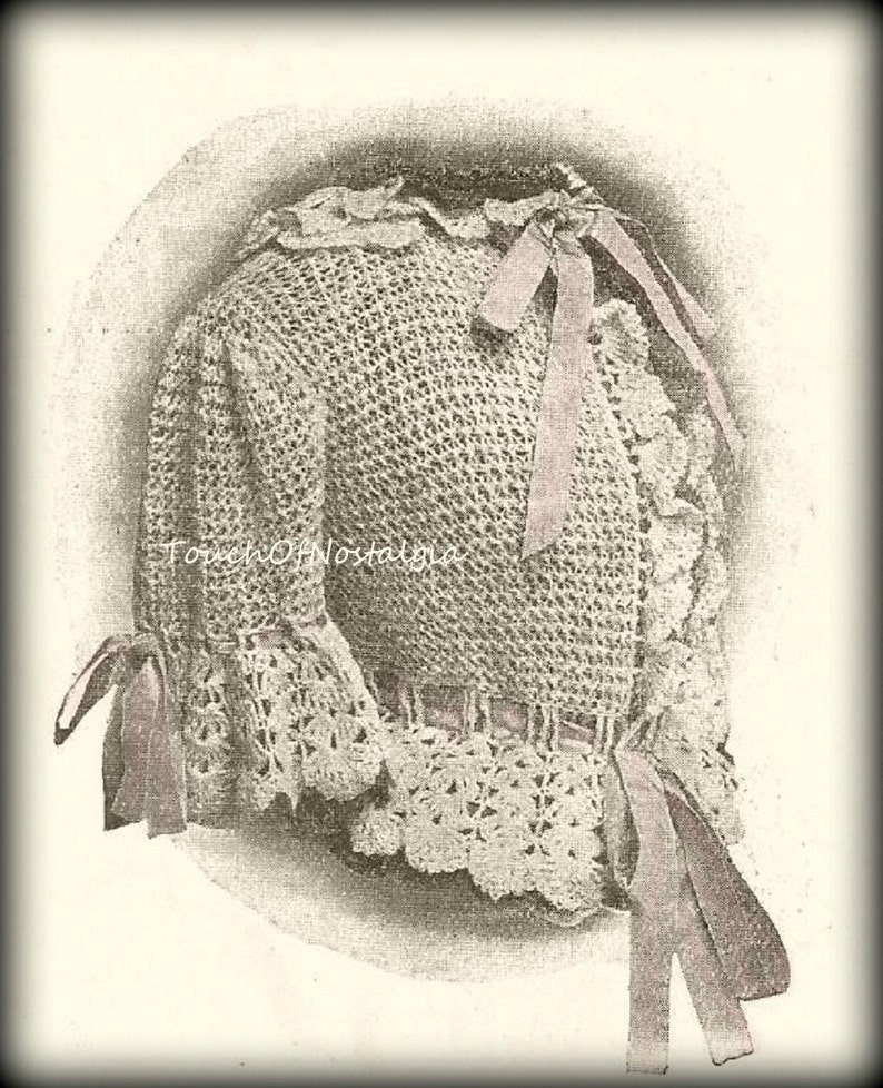 LACY Jackets Crochet Patterns 3 Styles Lacy EDWARDIAN Jackets Dressing Jacket FRILLY Ruffles Lacy Borders Bell Sleeves