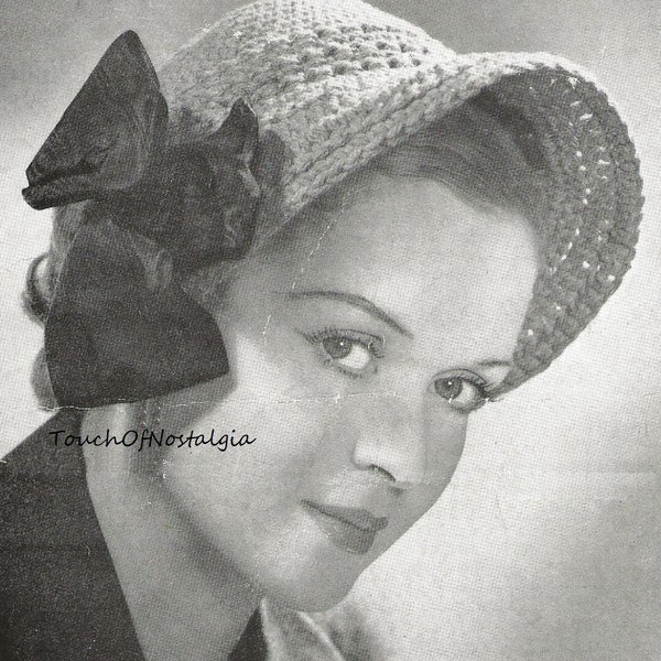 Brimmed POKE BONNET Vintage Crochet Pattern Charming Bonnet Hat Great Even for Costumes or Reinactments