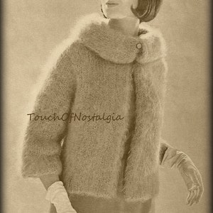 Elegant MOHAIR COAT Knitting Pattern Vintage  -  Elegant Mohair Coat with Stylish ROLLED Collar - Elegant for Evening / Stylish for Daytime