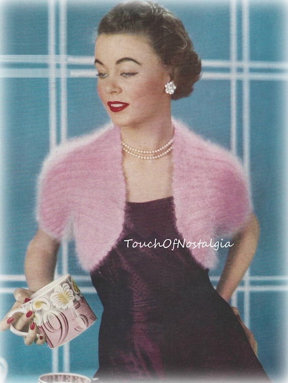 ANGORA BOLERO Knitting Pattern Vintage Lovely CROPPED Angora Bolero  Very Easy to Make So Lovely