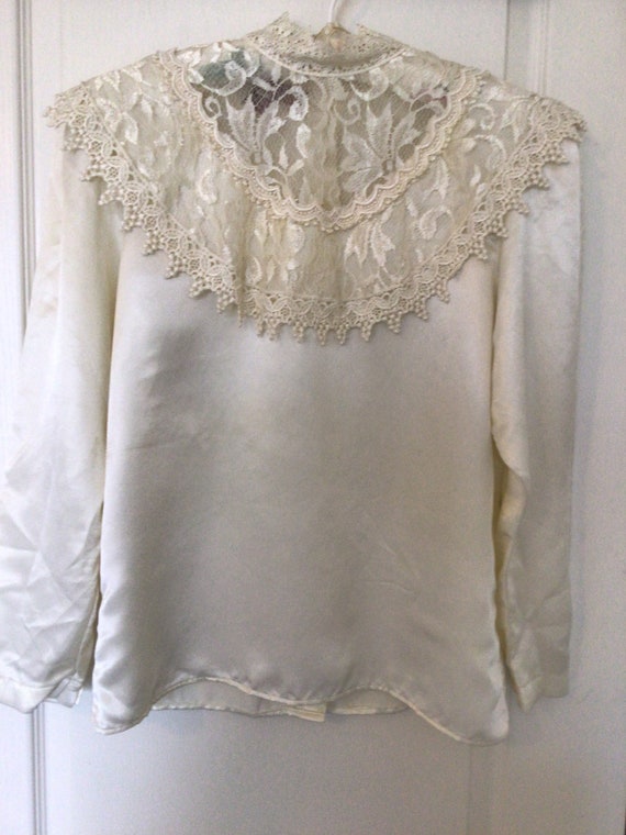 Blouse Vintage En Dentelle Ivoire - Taille S, Occasion Très Bon état, Style Romantique
