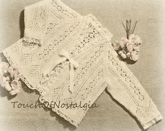 FANCY Baby Sweater Knitting Pattern - FANCY LACE Baby Sweater / Matinee Coat - Special Occasion / Very Dainty