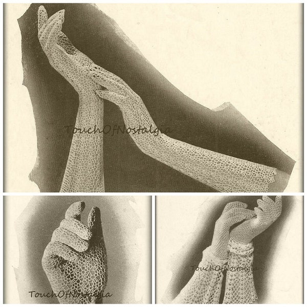 Long LACE GLOVES Crochet Pattern PureELEGANCE Long Lace Gloves-2 Styles Incl/ Bridal - Special Occasion - Even in Black for Evening Glamour