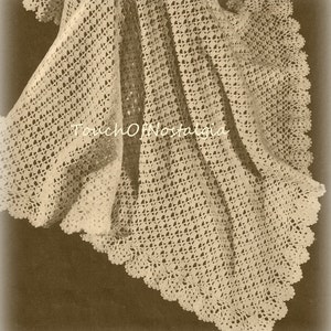 Crochet LACY Baby SHAWL Crochet Pattern  Pretty LACE Baby Shawl/Blanket  Lacy Openwork/Pretty Scalloped Border/Christening Special Occasion