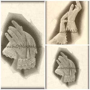 2 Styles Included LACE GLOVES Crochet Pattern Vintage-2 Styles Included/Lovely IRISH Lace Gloves w/ Lacy Cuff & Lattice Lace Gloves/Elegant