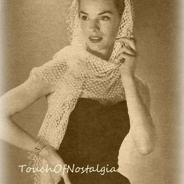 GOSSAMER Lace EVENING WRAP Vintage Crochet Pattern - Delicate Lace Pattern / Perfect for Special Occasion or Bridal