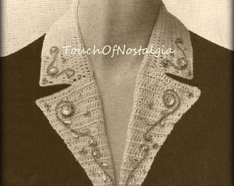 Crochet COLLAR Lapel V-Neck Crochet Pattern - Gorgeous V-Neck LAPEL Collar / Add to Jacket Coat Cardigan