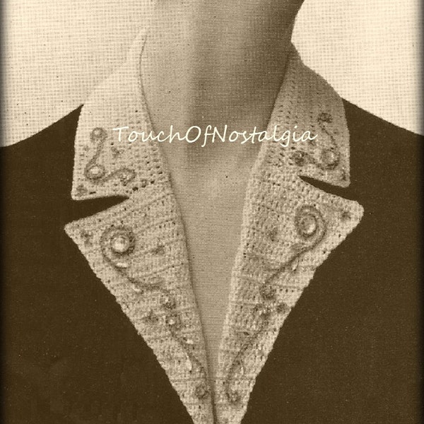 Crochet COLLAR Lapel V-Neck Crochet Pattern - Gorgeous V-Neck LAPEL Collar / Add to Jacket Coat Cardigan