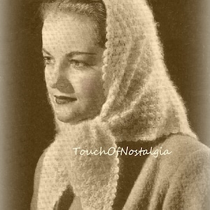 Lacy ANGORA Head Scarf Knitting Pattern - LACY Angora Head Scarf Head Shawl or Fascinator - Reminds Me of Judy Garland Meet Me in St Louis