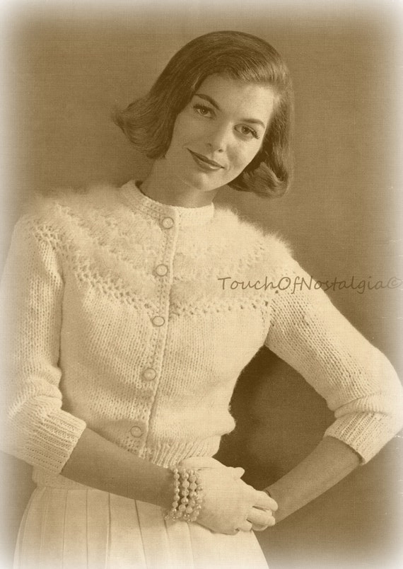 ANGORA Laced Sweater Cardigan Knitting Pattern Vintage Angora