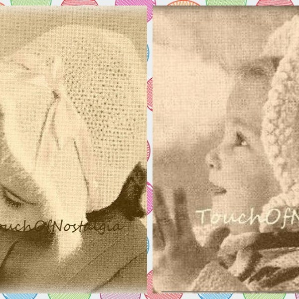 2 ANGORA Ruffled Bonnet Crochet Patterns - Charming Frilly RUFFLED Brim Bonnet w/Angora Trim - Plus BONUS Bonnet So Charming