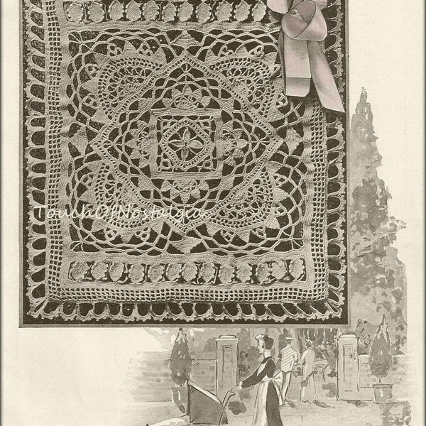 Crochet Baby SHAWL Antique  Crochet Pattern  - VENETIAN LACE Baby Shawl Vintage Crochet Pattern - Treasure From Yesteryear