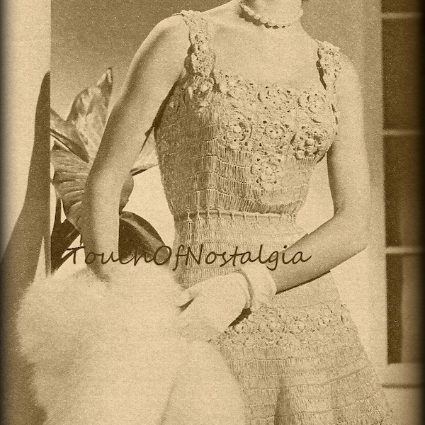 Lace EVENING DRESS Crochet Pattern Vintage - GLAMOROUS Lace Evening Dress  - Absolutely Gorgeous