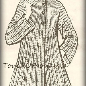 Crochet Long COAT Crochet Pattern Mid-Length EMPIRE WAIST Long Coat / 2 Sizes Very Attractive Style image 2