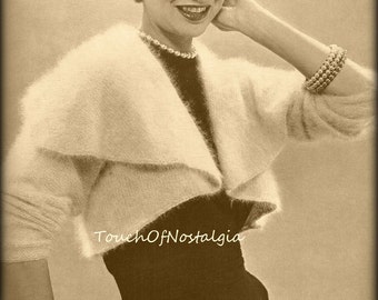 ANGORA Evening JACKET Knitting Pattern - Elegant Angora EVENING Jacket Bolero Sweater Cardigan / Gorgeous Wide Collar