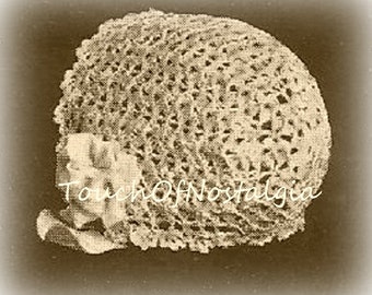 Crochet DAINTY BONNET Antique Crochet Pattern - Precious Baby Bonnet - Baby's First Bonnet - NEWBORN 1 to 6 Weeks - Very Dainty