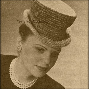 Crochet TOP HAT Vintage Crochet Pattern - Stylish Top HAT  Homburg Hat -  Steampunk Vintage