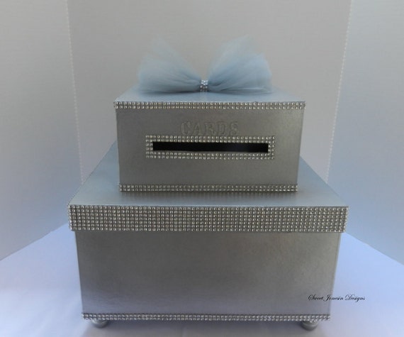Silver Bling Wedding Card Box Diamond Reception Card Etsy
