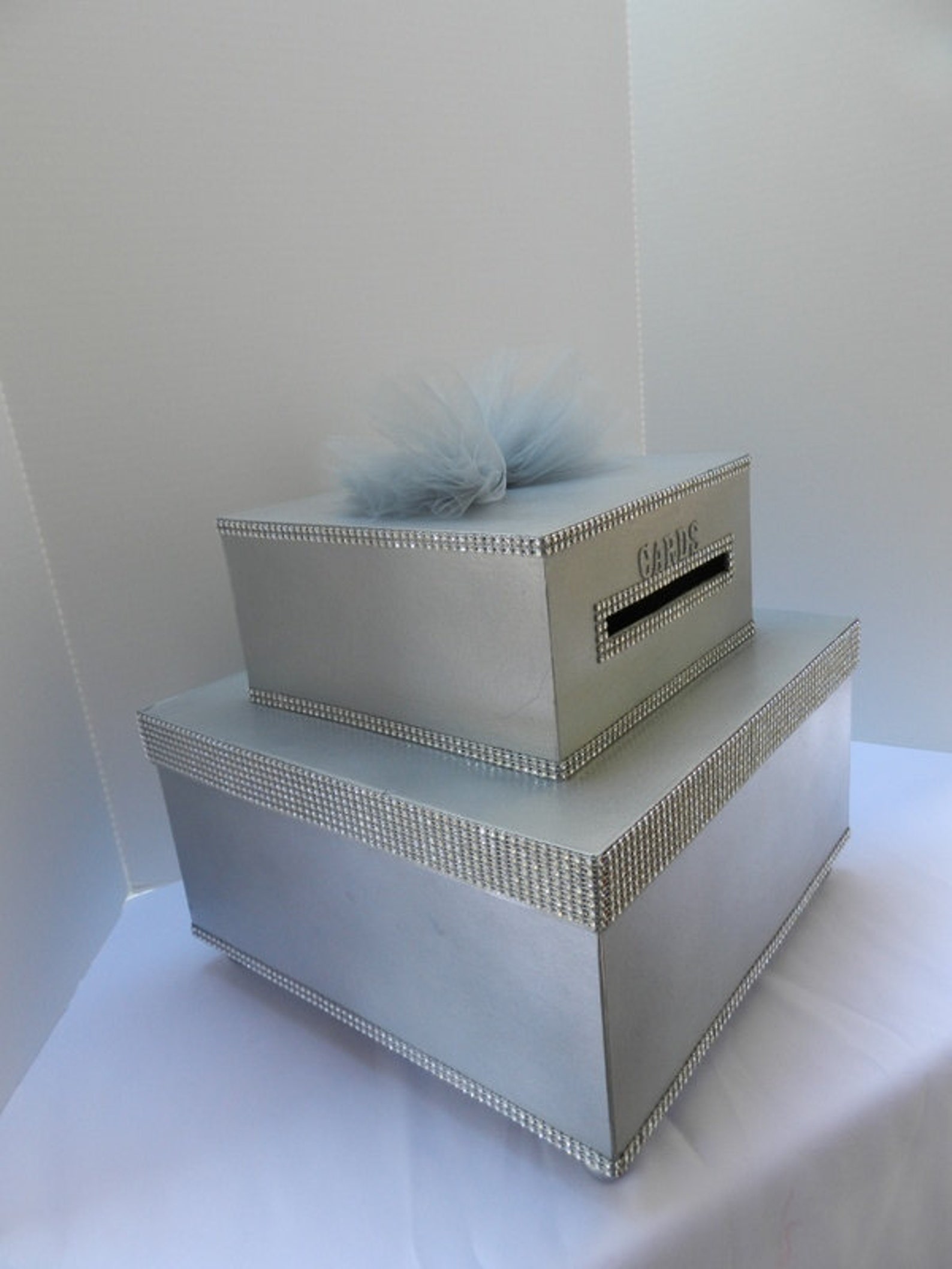 Silver Bling Wedding Card Box Diamond Reception Card Etsy