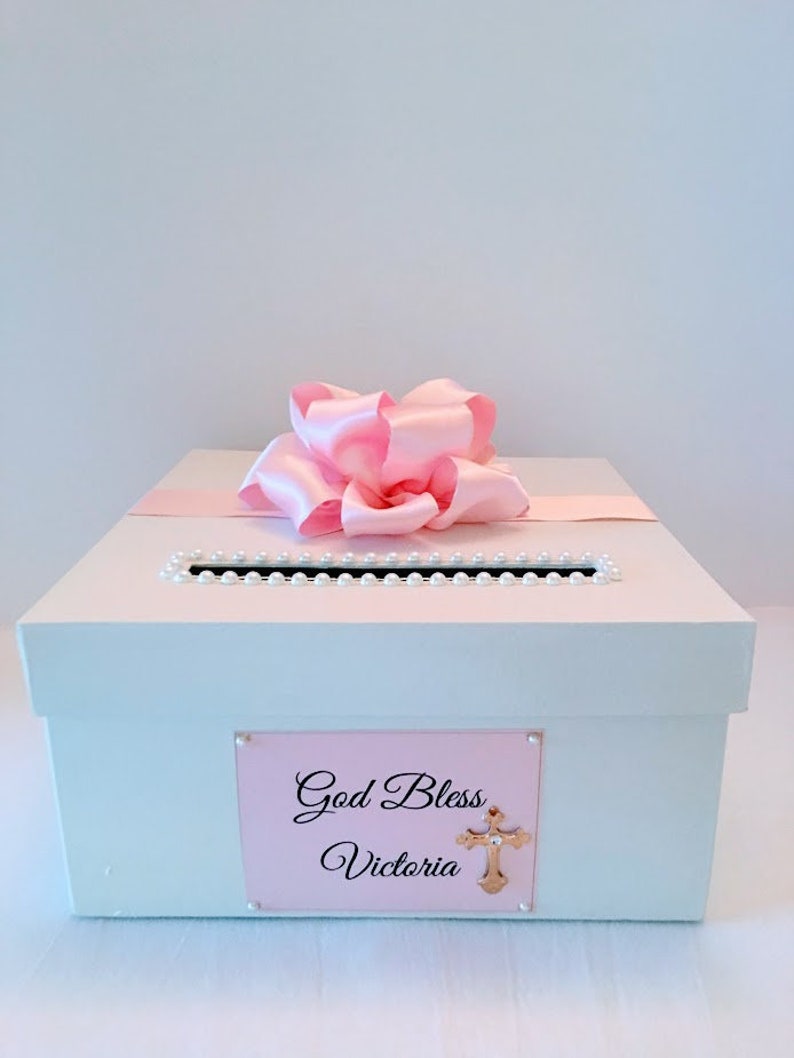 Pink Blue White Christening Baptism Baby Shower Card Box Baby Etsy