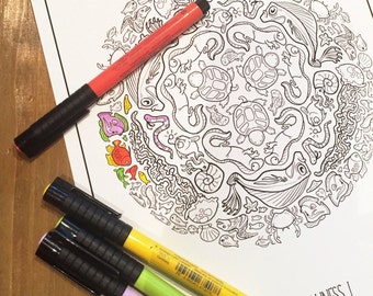 Sea of Silliness Coloring Page Set - Download