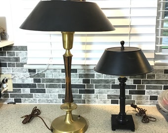 Vintage Table Lamp, Metal Colonial Lamp, Black Metal Tall Light