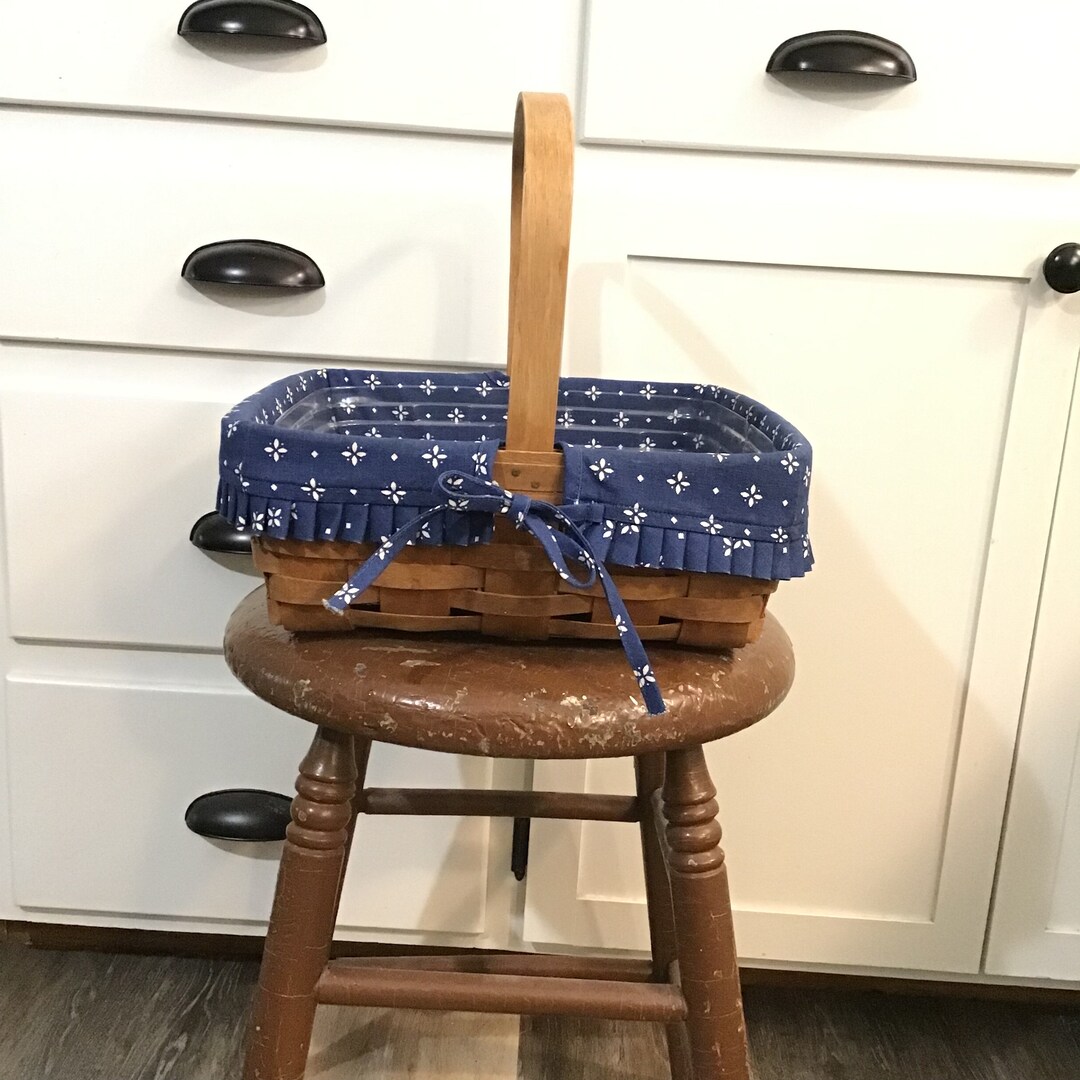 Longaberger Large Square Basket 1988 With Stationary Handle, Pie Basket, Gathering Basket 12