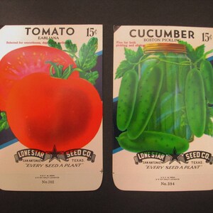 Vintage Seed Packet, Colorful Vegetable Seed Envelopes, Spring Gardening, Paper Ephemera image 2