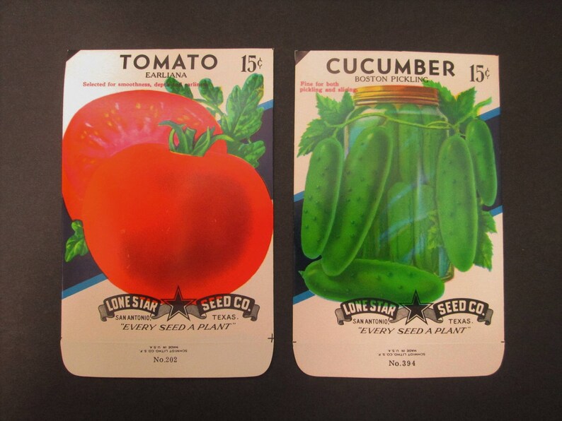 Vintage Seed Packet, Colorful Vegetable Seed Envelopes, Spring Gardening, Paper Ephemera image 2