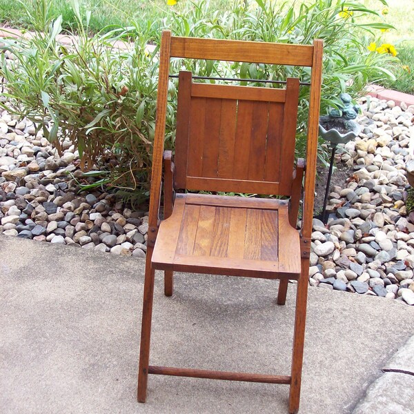 Vintage Childs Oak Folding Chair