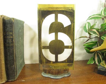 Brass Number 6 or 9, 8 1/4 Inch Brass Stencil Six or Nine