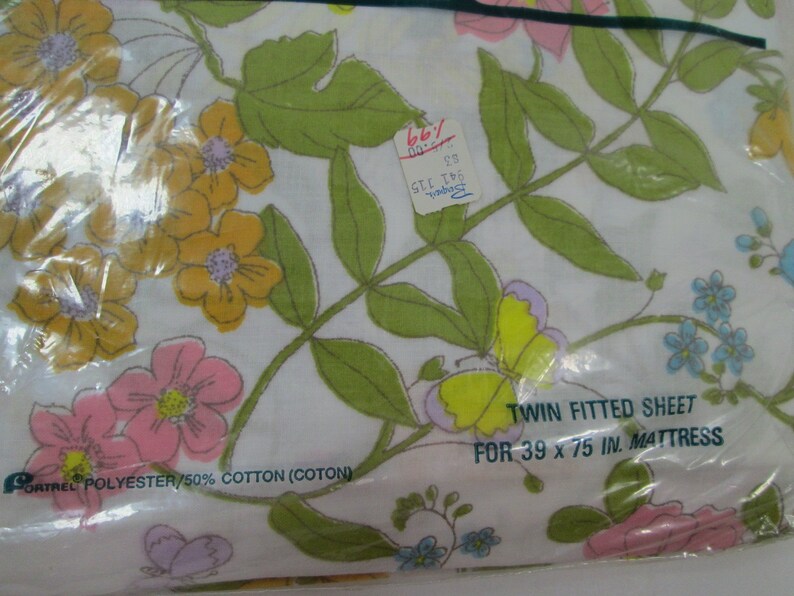 Flowers and Butterflies by Pacific Vintage Twin Fitted Sheet