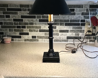 Vintage Desk Lamp, Metal Colonial Lamp, Black Metal Table Light