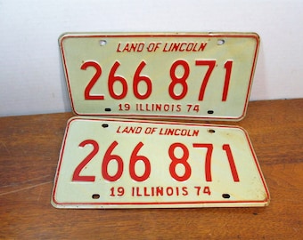 1974 Illinois License Plate 266 871 Set or Single