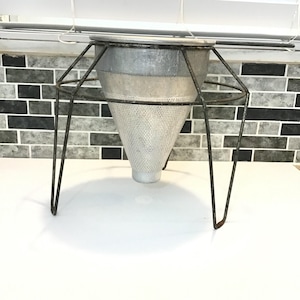 Metal Sieve with Stand - Canning Strainer - Vintage Kitchen Craft Berry Muddler